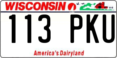 WI license plate 113PKU