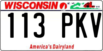 WI license plate 113PKV