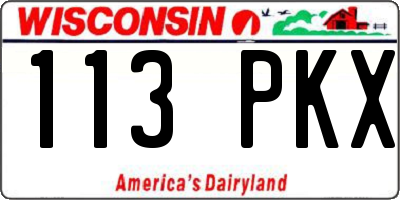 WI license plate 113PKX