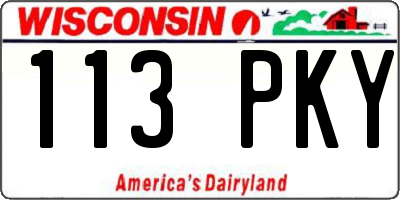 WI license plate 113PKY