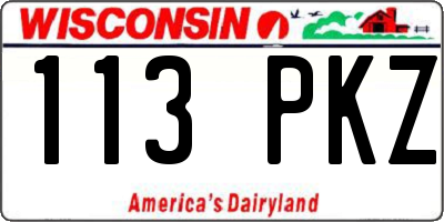 WI license plate 113PKZ