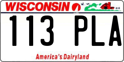WI license plate 113PLA