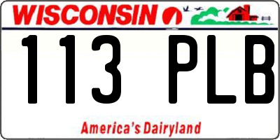 WI license plate 113PLB