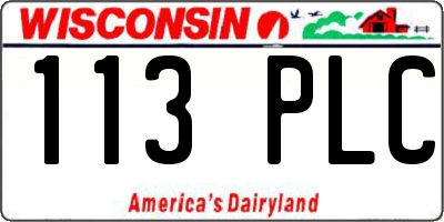 WI license plate 113PLC