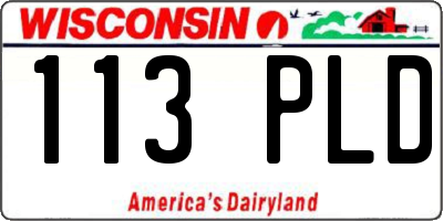WI license plate 113PLD