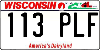 WI license plate 113PLF