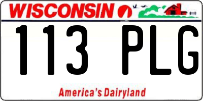WI license plate 113PLG
