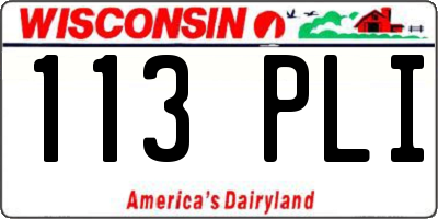 WI license plate 113PLI