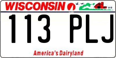 WI license plate 113PLJ