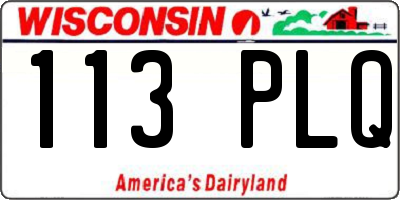 WI license plate 113PLQ