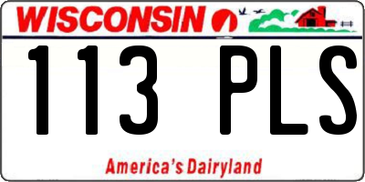 WI license plate 113PLS
