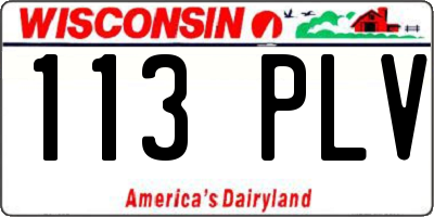 WI license plate 113PLV