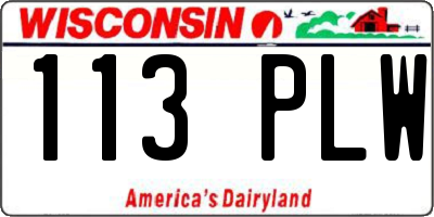 WI license plate 113PLW