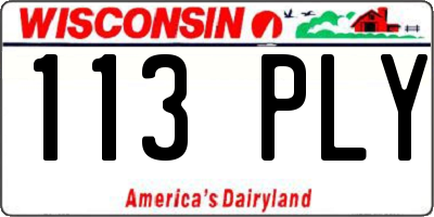 WI license plate 113PLY