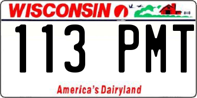 WI license plate 113PMT