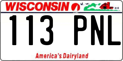 WI license plate 113PNL