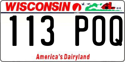 WI license plate 113POQ