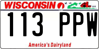 WI license plate 113PPW