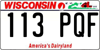 WI license plate 113PQF