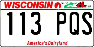WI license plate 113PQS