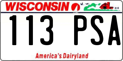 WI license plate 113PSA