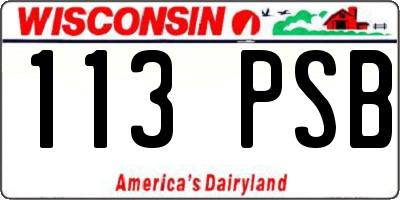 WI license plate 113PSB