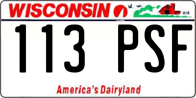 WI license plate 113PSF
