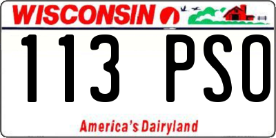 WI license plate 113PSO