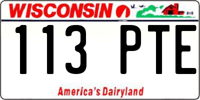 WI license plate 113PTE