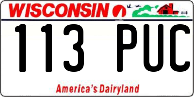 WI license plate 113PUC