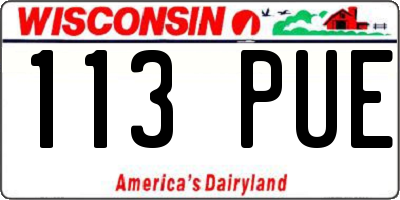 WI license plate 113PUE