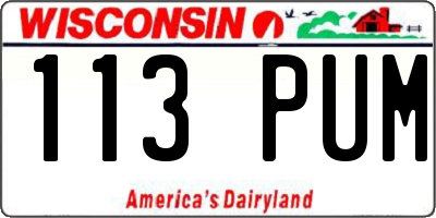 WI license plate 113PUM
