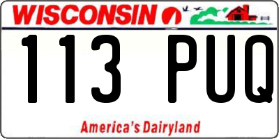 WI license plate 113PUQ