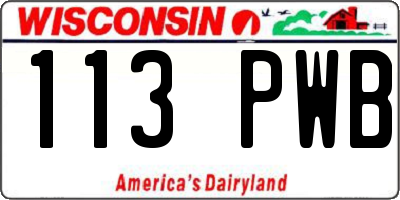 WI license plate 113PWB