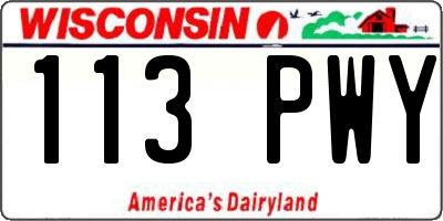 WI license plate 113PWY