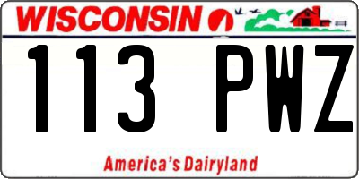 WI license plate 113PWZ