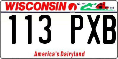 WI license plate 113PXB