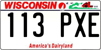 WI license plate 113PXE