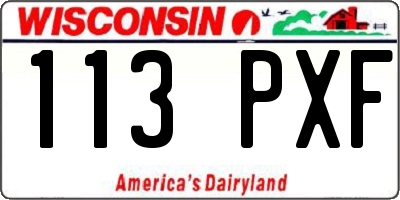 WI license plate 113PXF