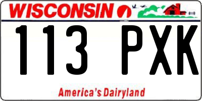 WI license plate 113PXK