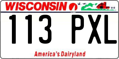 WI license plate 113PXL