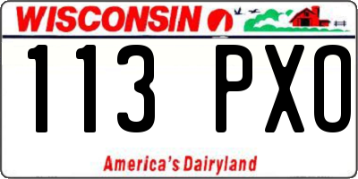 WI license plate 113PXO