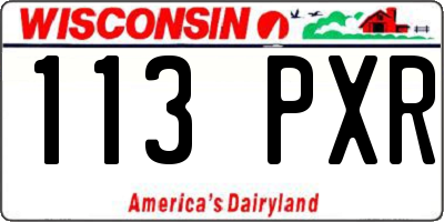 WI license plate 113PXR