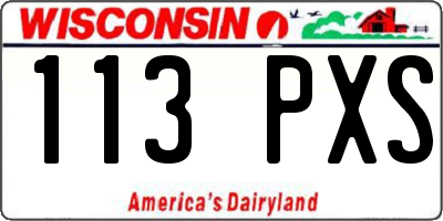 WI license plate 113PXS