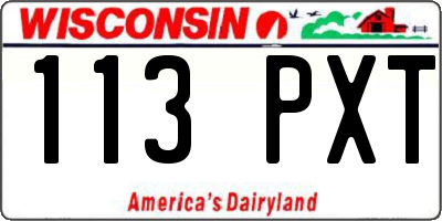 WI license plate 113PXT