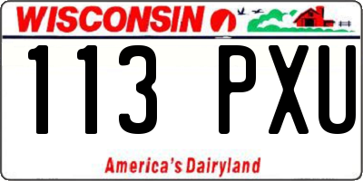 WI license plate 113PXU