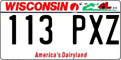 WI license plate 113PXZ