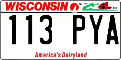 WI license plate 113PYA