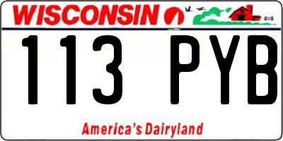 WI license plate 113PYB