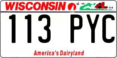 WI license plate 113PYC